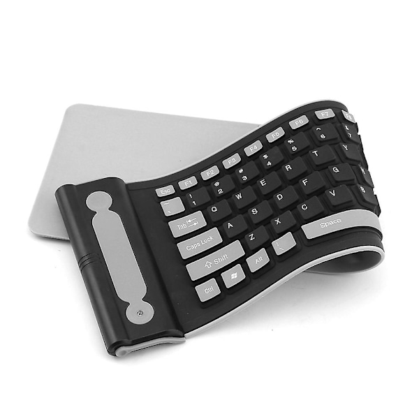 Bærbar Vandtæt Mini Trådløs Bluetooth Tastatur Foldbar til Bærbar/PC/Telefon (Sort)