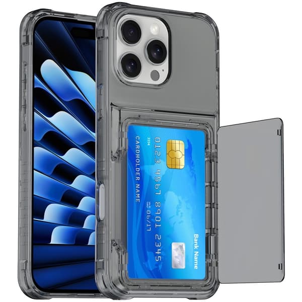 iPhone 16 Pro Case Kickstand With Card Holder Tinted Black 57