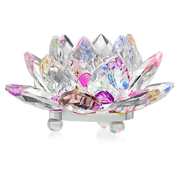 Sparkle Crystal Lotus Flower Hue Reflection Feng Shui Heminredning Hue Reflection Clear Crystal Lotus (3 tum/ 80MM)