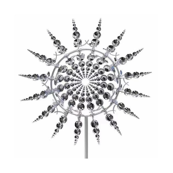 Ny Unik och Magisk Metallvindkvarn 3D Vinddriven Kinetisk Skulptur Gräsmatta Metall Vind Sol Spin