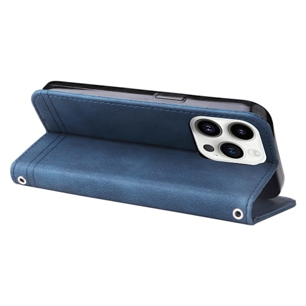 iPhone 15 Pro Skal Skin Feel Läder Blå