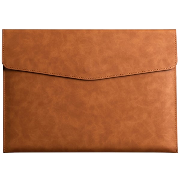 (Brown) Folders PU Leather Document Holder File Jacket Filing Envelope for A4 Letter Size Paper with Invisible Magnetic Closure