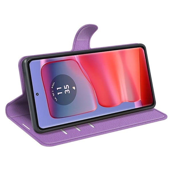 Motorola Edge 50 Pro 5G Litchi Læder Etui Lilla