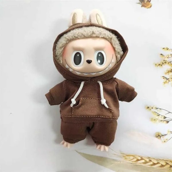 17cm Labubu Dockkläder Monster Outfit Tillbehör Kläder DIY Barnpresent Flickor Hooded Sweatshirt Byxor E25VT250214.Ca