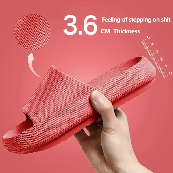 Cloud Tofflor Herre Flip Flops Strand Sandaler Badeværelse Skridsikre Slides Herre Dame Tofflor Indendørssko Mand Løbesko B-Rød 3.6cm 44-45 (passer 43-44)