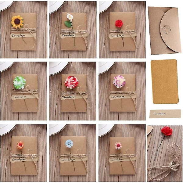 10 kpl tervehdyskortit, Kraft-kortit ja kirjekuoret Retro-käsintehty ja kirjekuoret Diy-tervehdys