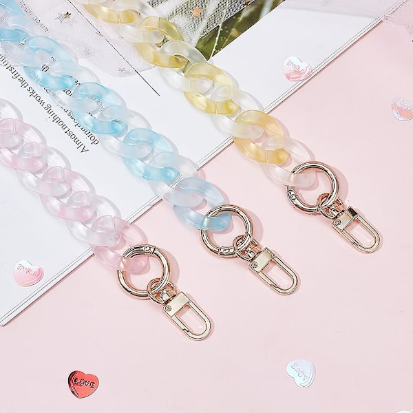 Akryl Handväskestropp - 3 st Macaron Färg Transparenta Väskshandtag
