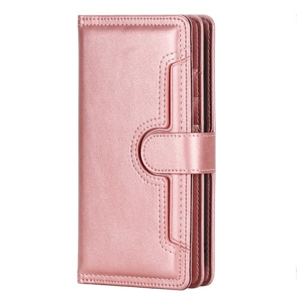 iPhone 13 Pro Max - Multifunktionellt Flerkorts Läderfodral - Roséguld