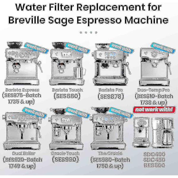 4-pak vandfiltre til Sage kaffemaskine - Vandfilter til Sage Barista Express Pro Touch 2024-