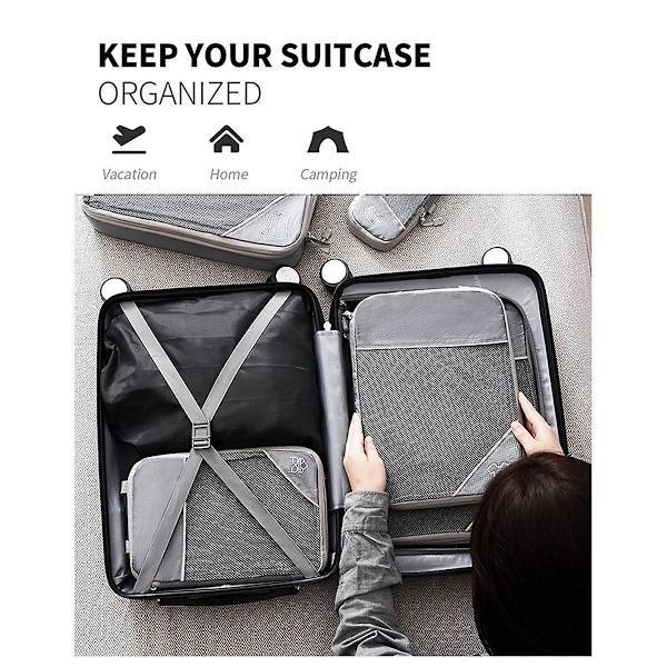 3-pack Bärbara Väskor Resekomprimerbara Förvaringsfodral Set Mesh Visuell Bagageorganisatör, svart