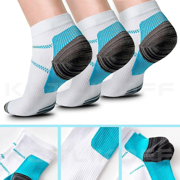 1 par højkvalitets kompressionsstrømper til plantar fasciitis hælspore buesmerter komfortable strømper venøse ankelstrømper L/XL (40-44)