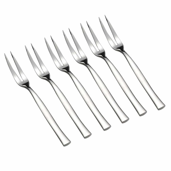 8-delad aptitrepgaffel i rostfritt stål med 2 spetsar, små gafflar, fruktgaffel i rostfritt stål, miniköttgaffel, fruktprovningsgaffel