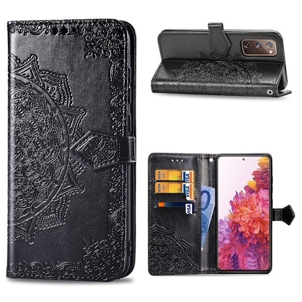 Samsung Galaxy S20 FE - Mandala Läderfodral - Svart Black Svart
