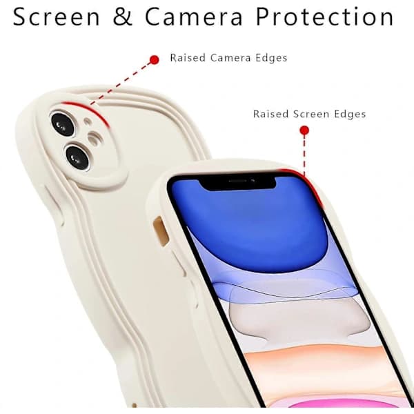 Case for iPhone 12 6.1 inch, Cute Solid Color Curly Wavy Frame Silicone Case Shockproof Cover