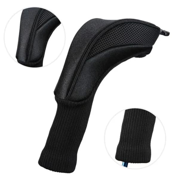 3X Golfklub hovedbeskyttelsessæt Lang hals Driver Fairway Woods Headcover sort sort