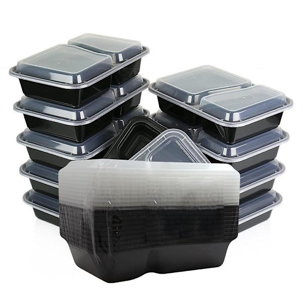 Kabalo 10-pack Premium 2-facks stapelbara mikrovågssäkra återanvändbara lunchlådor matbehållare måltidsförberedelse
