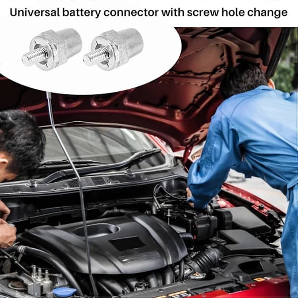 Ett par batteripoler for sidemontering av sinklegering, passer 8 mm positiv (+) eller negativ (-) batteri[co]