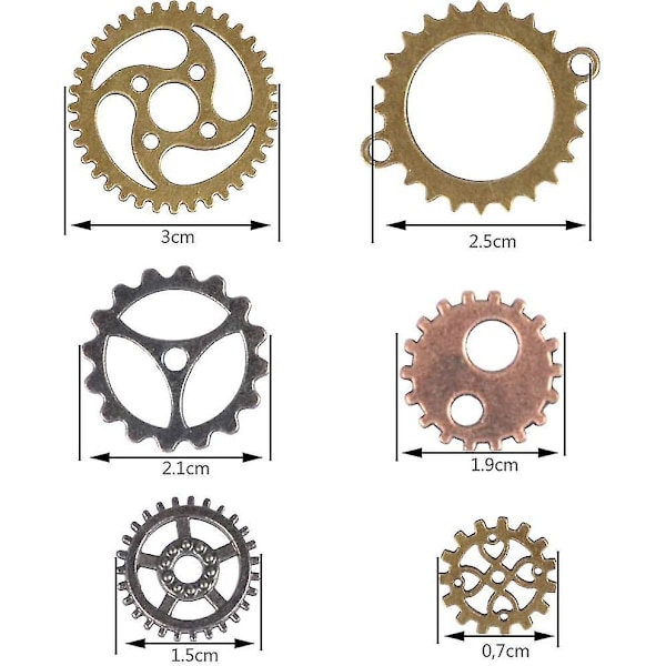 Alloy Gear Diy Smykker Steampunk Gear Smykkefremstillingstilbehør (blandet farger)