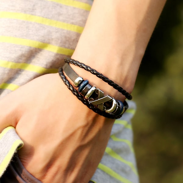 Vänskapsarmband fotled Boho för kvinnor Armaturer Mode Punk Armband Rostfritt stål Nya smycken Läderarmband Armband
