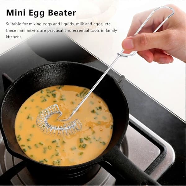 2 Stykker Visp Egg Liten Visp Vispare Rustfritt Stål Eggvisp Flat Fjærspole Visp Eggskummer,[co]