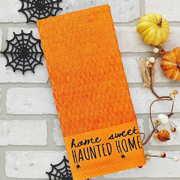 4 stk. Halloween Håndklæder Bomuld til Badeværelse Sæt Broderi 70*40cm Spøgelse Kranie Skelet Køkkenhåndklæder Edderkop Græskar til Trick or Treat Bord Style 2