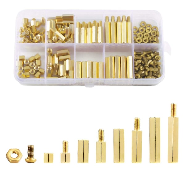 320 Pieces M2 Male Female Hex Brass Spacer Standoff Threaded Pillar Pcb Motherboard Assortment Kit