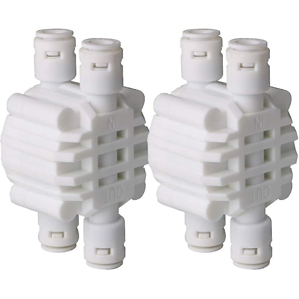 2-pack Ro snabbkopplingar för omvänd osmos, 1/4\" automatisk avstängningsventil, (kylskåp frys vattenfilter VVS-koppling)