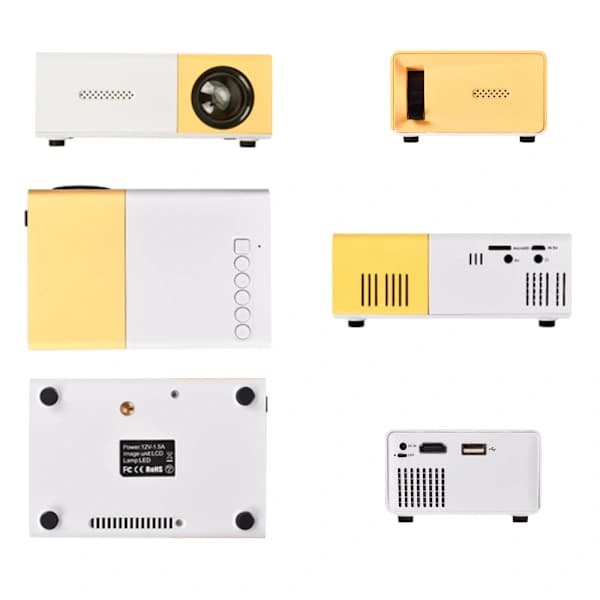 Miniprojektor, bärbar projektor stöder Full HD 1080p, filmprojektor yellow[CO]