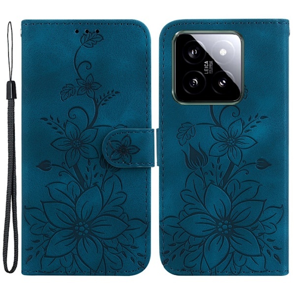 Xiaomi 14 Skal Blommigt Tryck Mörkblå