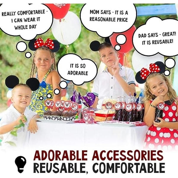 Sæt med 4 Mickey Mouse Øre Diademer Minnie Mouse Øre Diademer Kvinder Piger