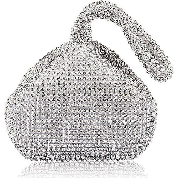 Kvinners trekantformede glitrende veske med kroneformet eske, clutch, luksuriøs aftenveske, festveske