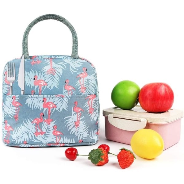 Frokosttaske, Oxford-stof Frokostboks Vandtæt stofpose Lækagesikker termisk organizer til mænd, kvinder, piger (Flamingo)