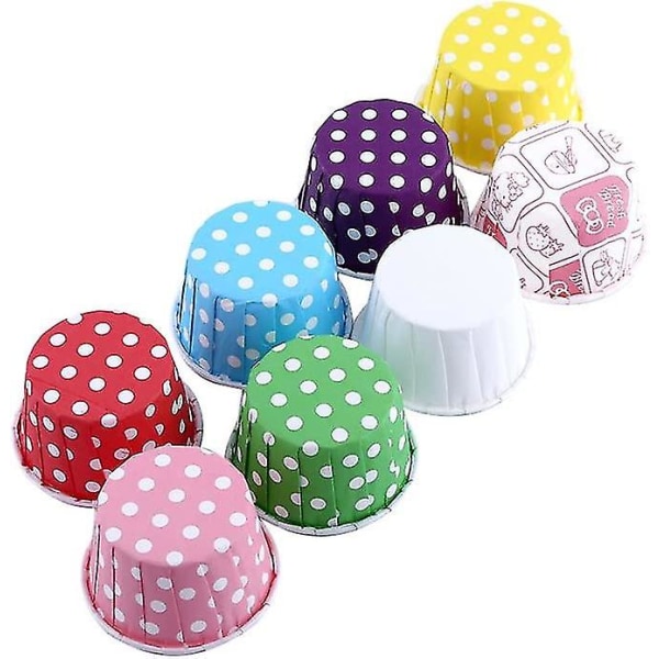 Pakke med 100 papirbageforme, minikager, de cupcakes cupcake-skitsevejledninger muffinformeposer, papir cupcakeforme farve