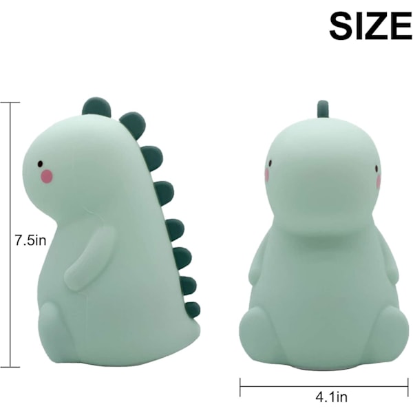 Dinosaurie Nattlampa, 7 Färger Söta Skiftande Silikon Baby Nattlampa Med Touch Sensor