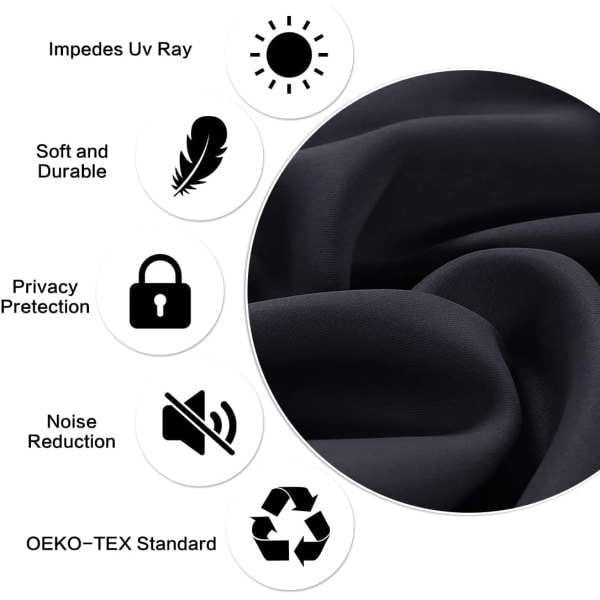 Thermal Blackout Curtains for Bedroom and Living Room, Set of 2 Eyelet Drapes, Soundproof, Energy Saving