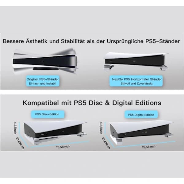 PS5 horisontalt stativ, basisstativ, kompatibelt med digitale udgaver[co]