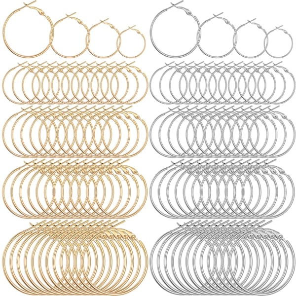 96 stk. øreringe creoler til smykkefremstilling 20 mm 25 mm 30 mm 40 mm