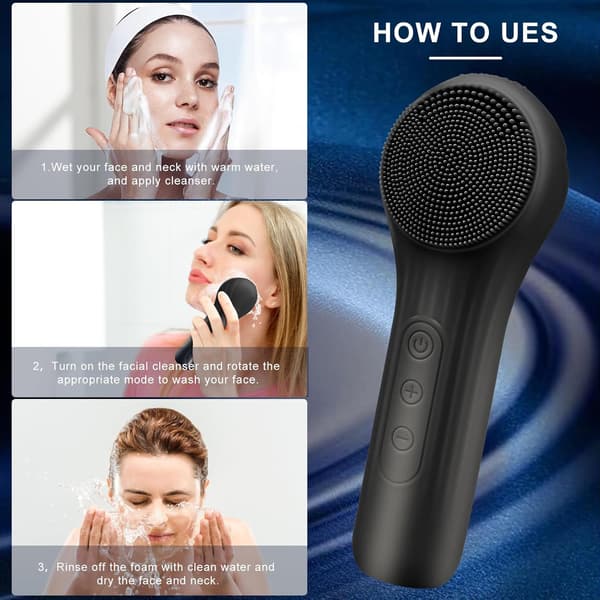 Silikone Ansigtskrubber Exfoliator, Silikone Ansigtsbørste til Mænd & Kvinder Sort Black