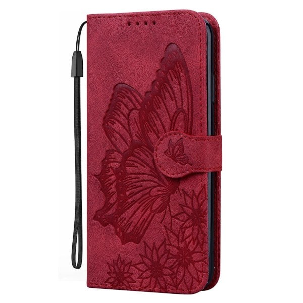 Etui til iPhone Xr Retro Flip Wallet Præget Sommerfuglbeskyttelse - Rød null none
