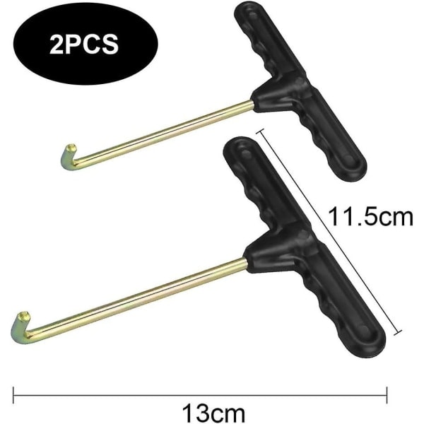 2 st studsmattafjädrar 13*11,5cm, verktyg för att dra fjädrar, studsmatta T-krok, fjäderdragare för studsmatta, tältverktyg