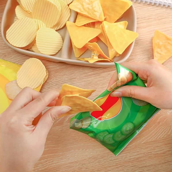10-pak chipsposeklemmer, chipsformede plastikforseglingsklemmer til køkkensnackopbevaring, gul