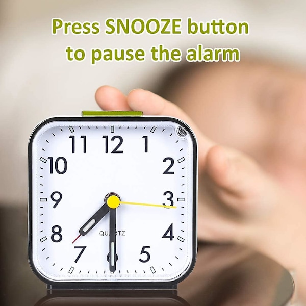 Stille analogt vækkeur Rejsevækkeur Lille morgenvækkeur med snooze-funktion Batteri