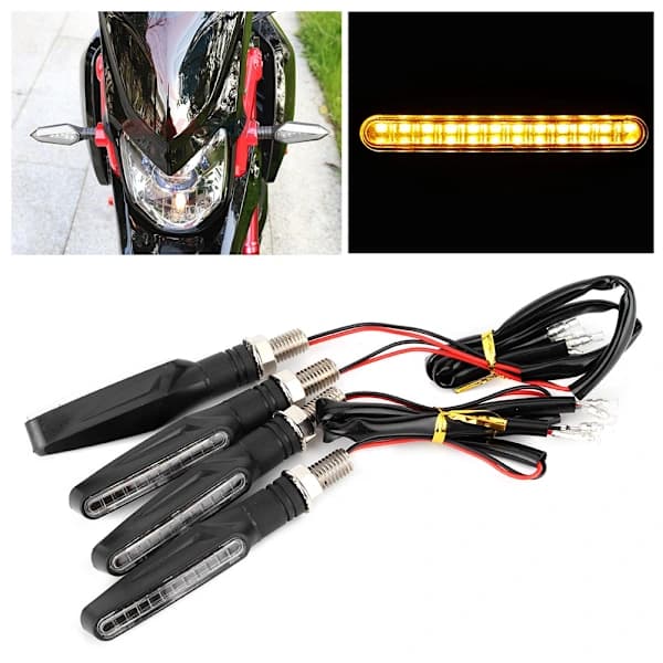 4 stk. Gule LED Blinklys 12V Universal Motorcykel Styrlys Tilbehør[co]
