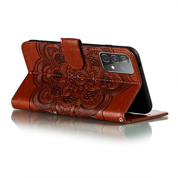 Samsung Galaxy A52 / A52s - Mandala Læder Etui - Brun Brown Brun