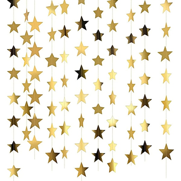 Reflekterande Star Paper Garland, Sparkling Star Bunting Banner
