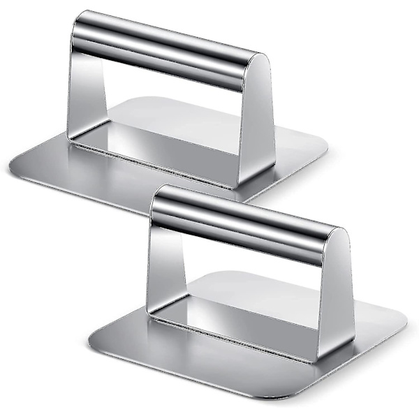 2 stk rustfritt stål burgerpresse 5,5 tommer non-stick bacon grillpresse firkantet burger smasher