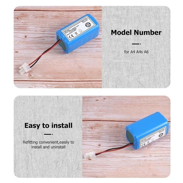 Uppladdningsbart batteri 14.8V 2600Mah Robotdammsugare Tillbehör Reservdelar för A4 A4S A6