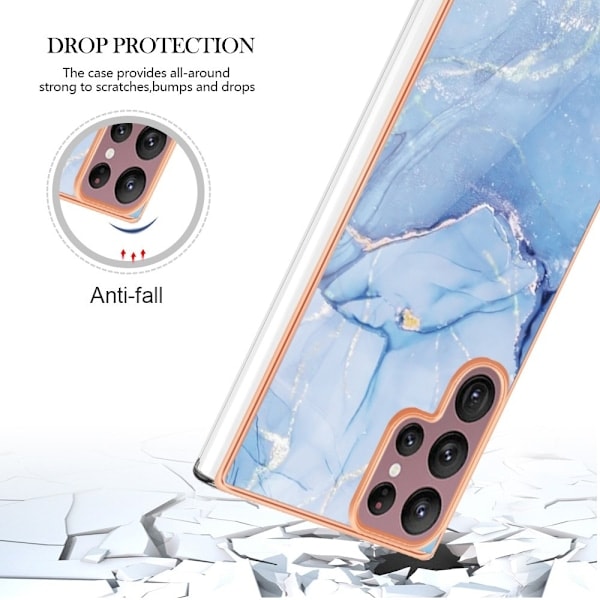 Samsung Galaxy S23 Ultra Cover Marmor TPU Blå