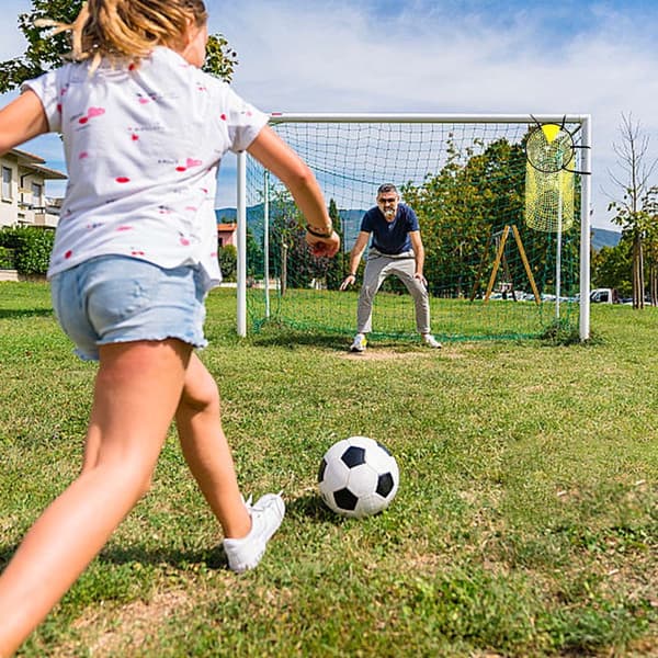 Fodbold Rebound Net, Bærbart Polyester Træningsnet Med Justerbare Stropper, Til Børn Og Spillere, Baghave Park Bane, Gul