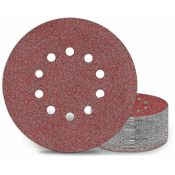 225mm slibeskiver, 25 P120 korn 10 hullers runde slibeskiver, til langhalsede slibemaskiner, gipsvægslibere og girafslibning